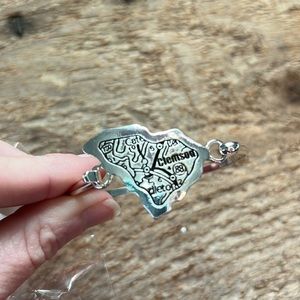 Clemson earrings, Clemson bracelet set, Clemson tigers jewelry, Clemson dog